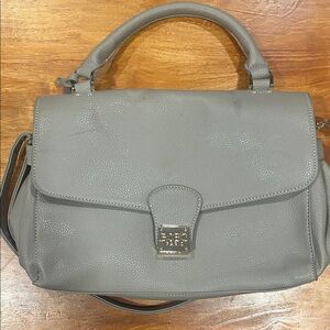 BCBG Paris Pebbled Satchel - Taupe Gray Faux Leather